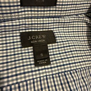 J. Crew Blue, Green and White Gingham Slim Fit Non-Iron Shirt